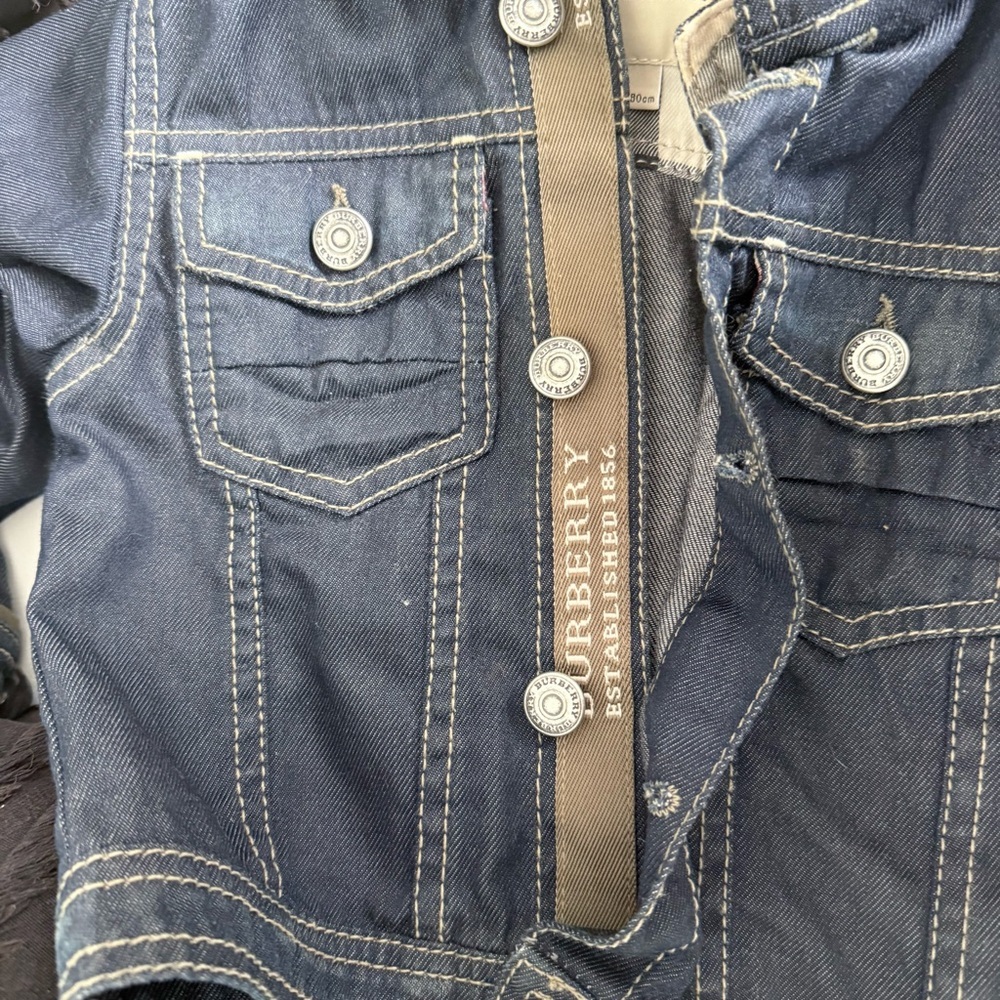 Burberry Vest jacket denim jean 9/12 months blue removable hood - Picture 5 of 6